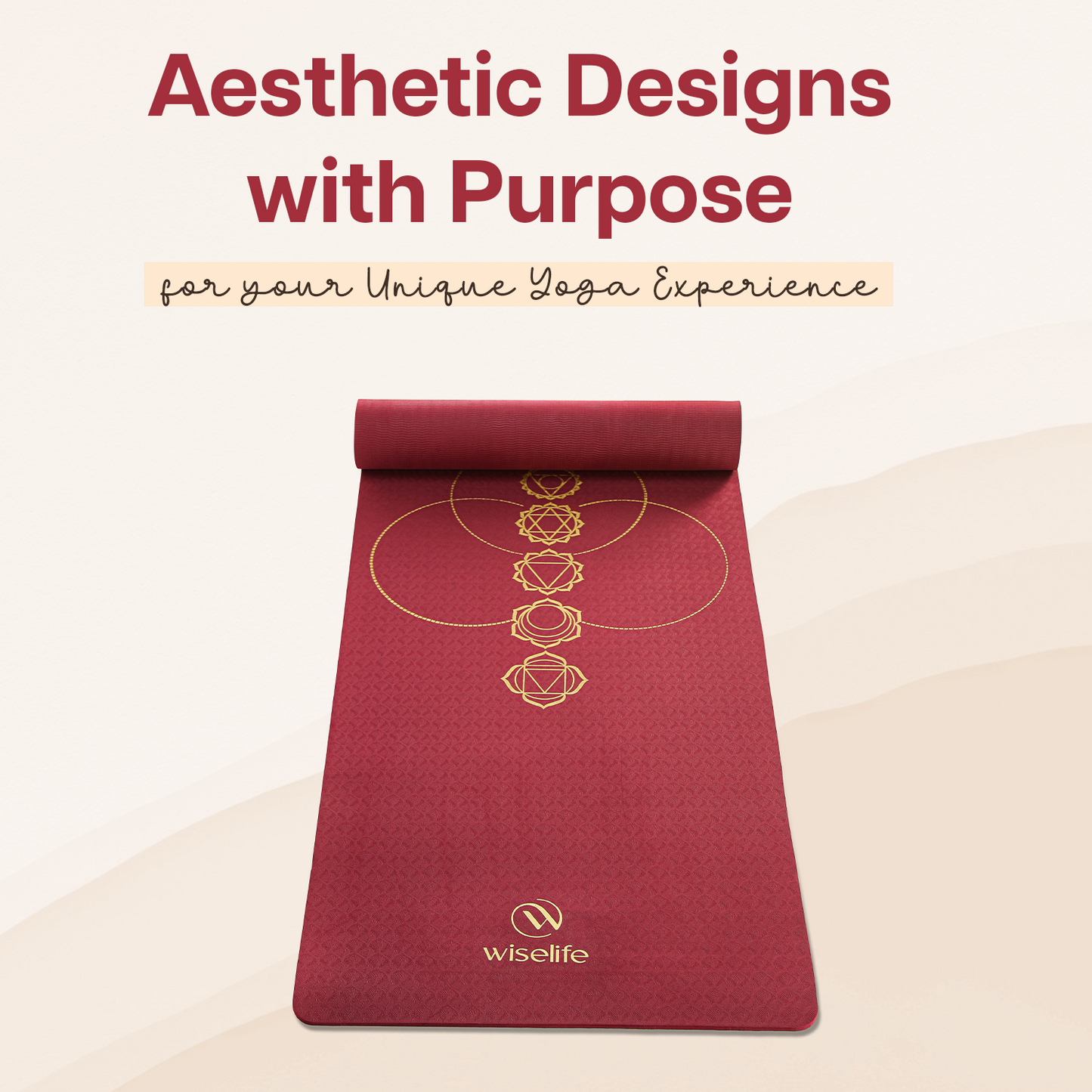 Purpose Printed Yoga Mat Chakra Wine - 6mm