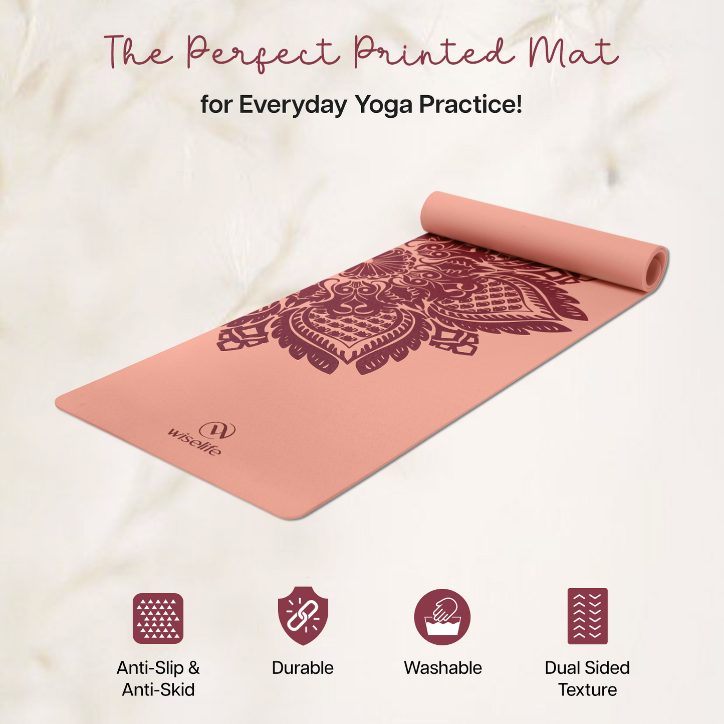Purpose Printed Yoga Mat Botanical Mandala - 6mm
