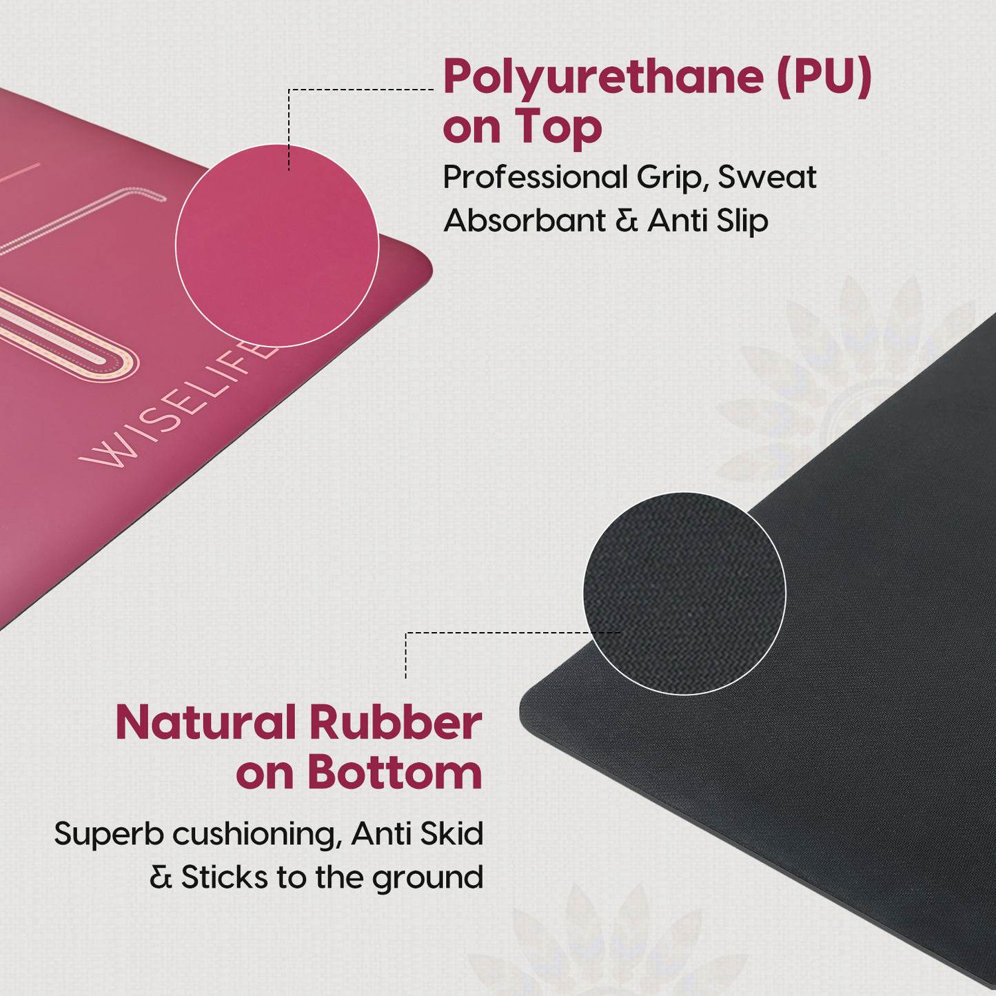 PU Alignment & Natural Rubber Yoga Mat