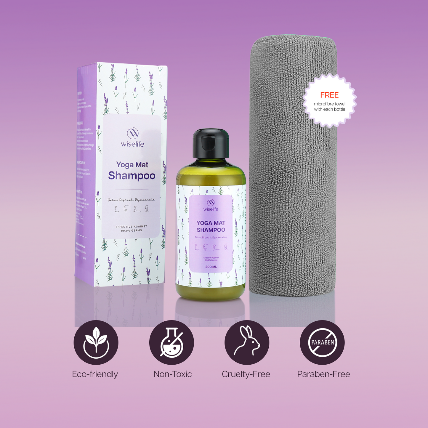 Wiselife Yoga Mat Shampoo- Lavendar 200ml