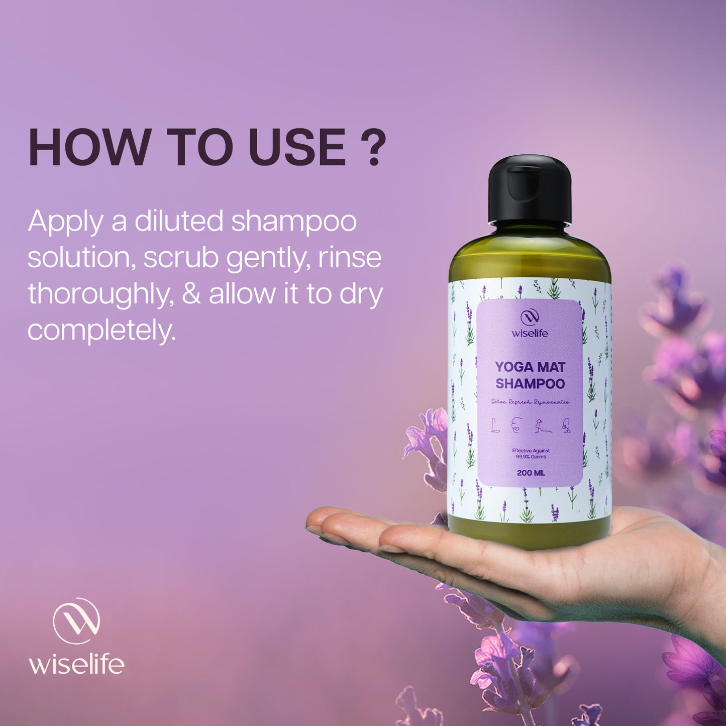 Wiselife Yoga Mat Shampoo- Lavendar 200ml