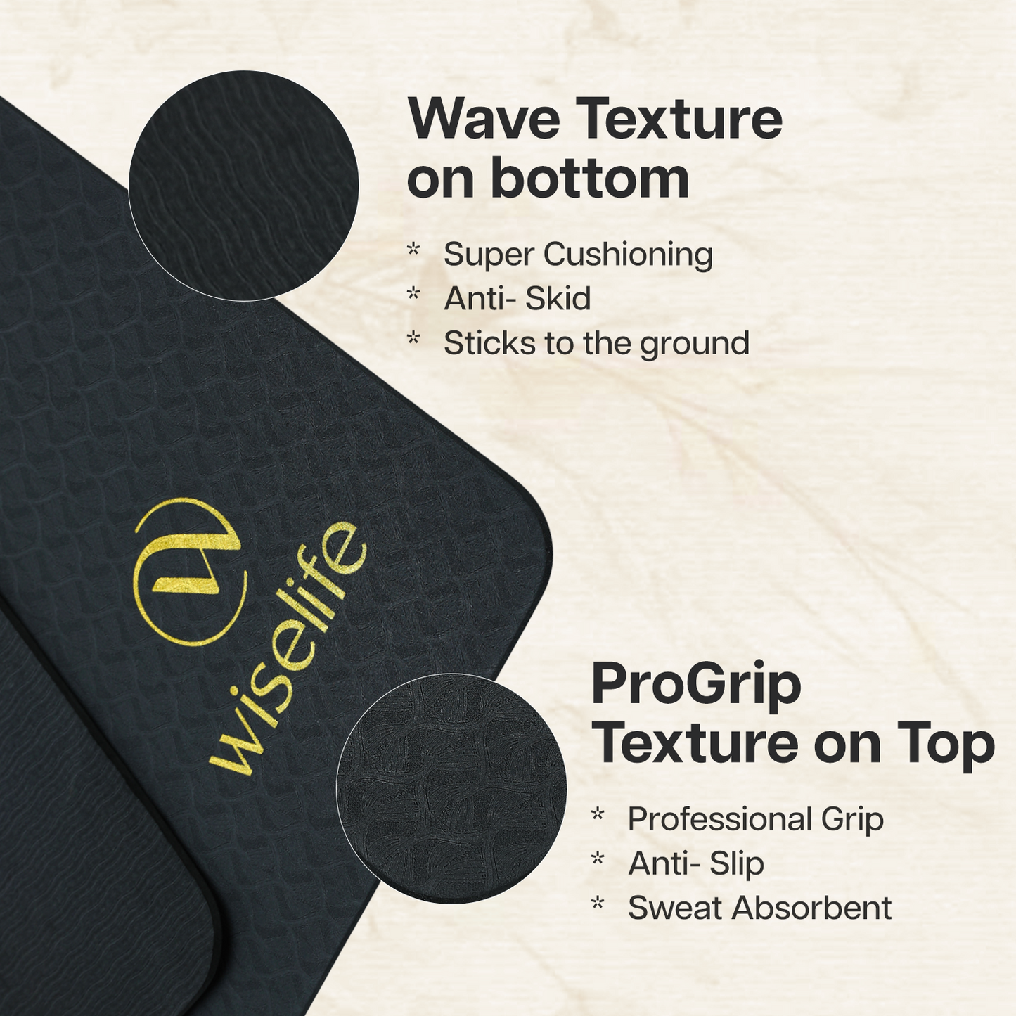 Purpose Printed Yoga Mat Black Metallic - 6mm