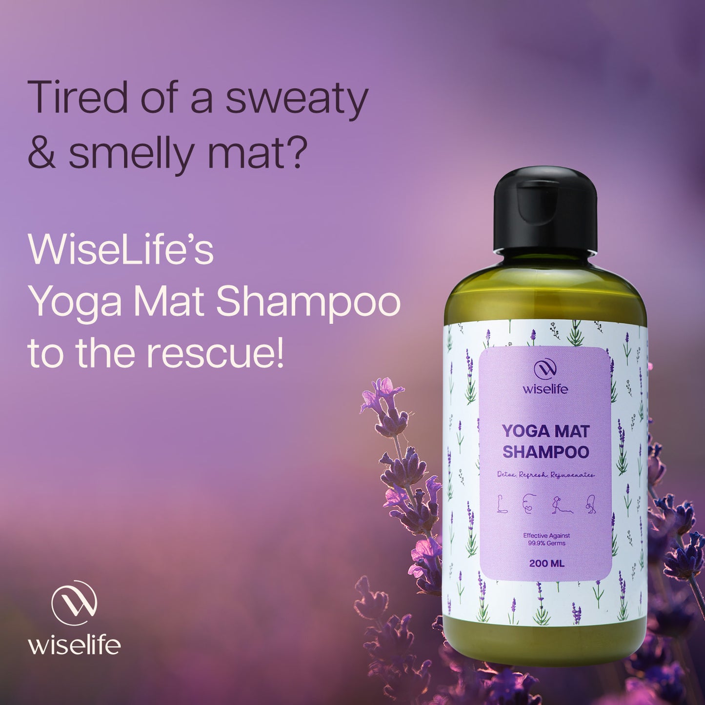 Wiselife Yoga Mat Shampoo- Lavendar 200ml
