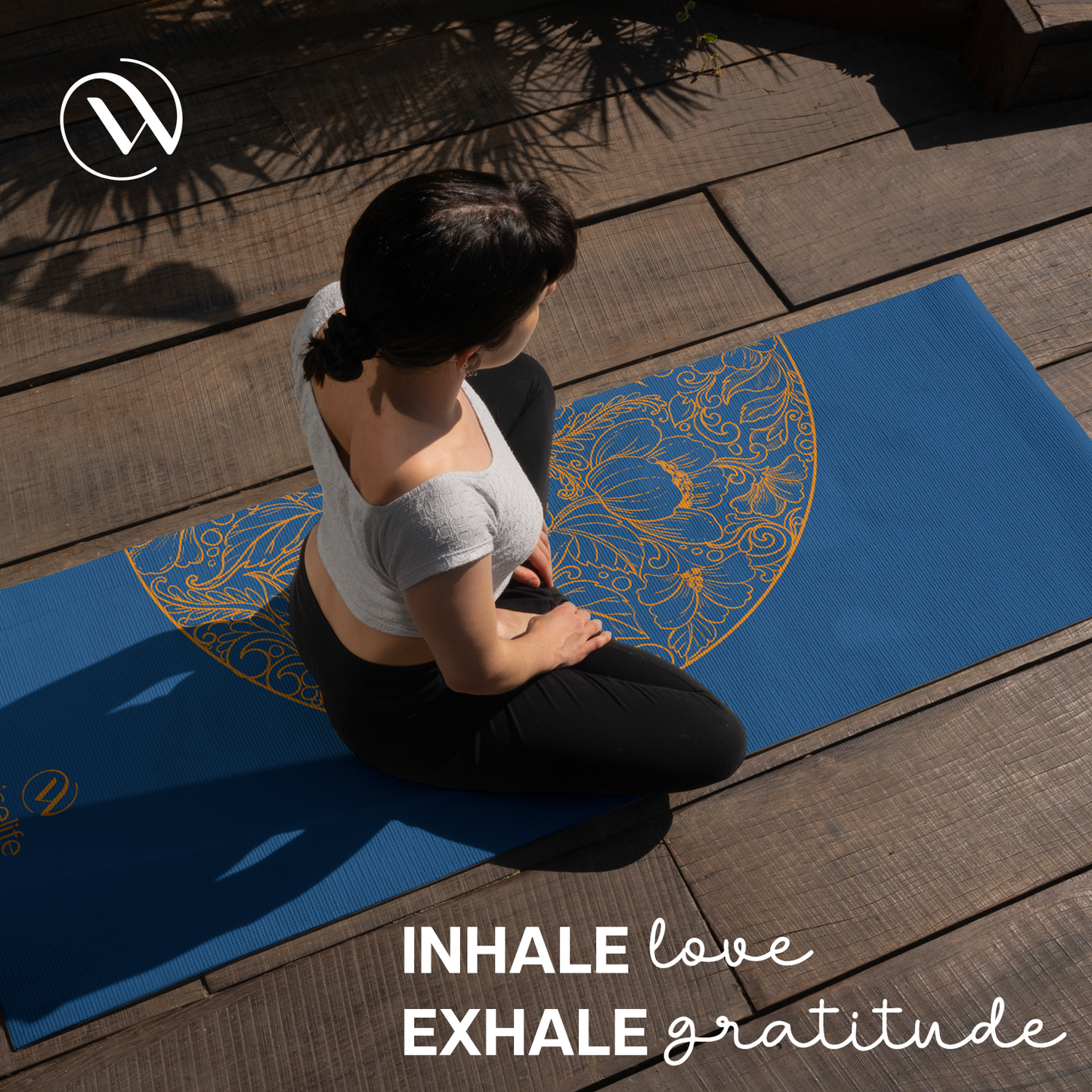 Purpose Printed Yoga Mat Ocean Gold Mandala Navy Blue - 6mm