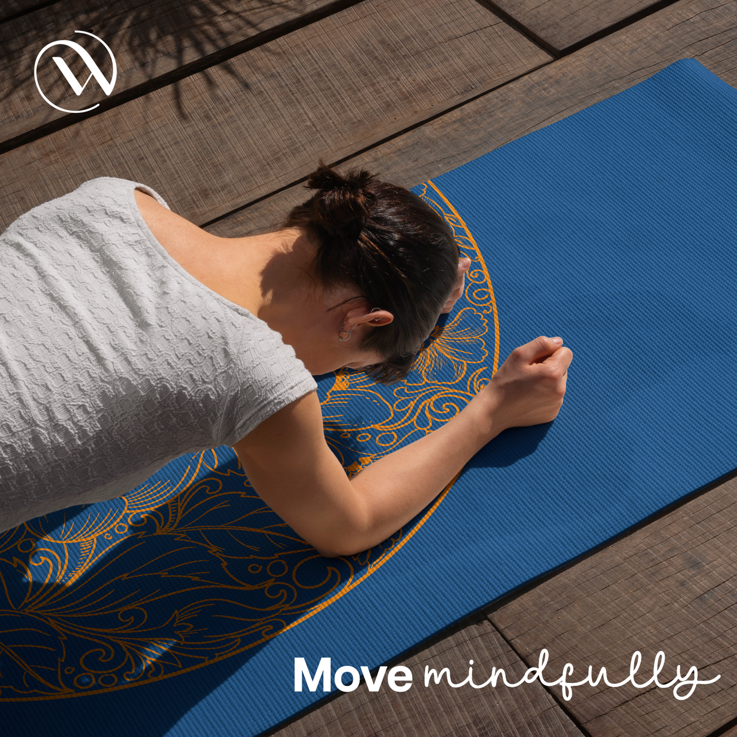 Purpose Printed Yoga Mat Ocean Gold Mandala Navy Blue - 6mm