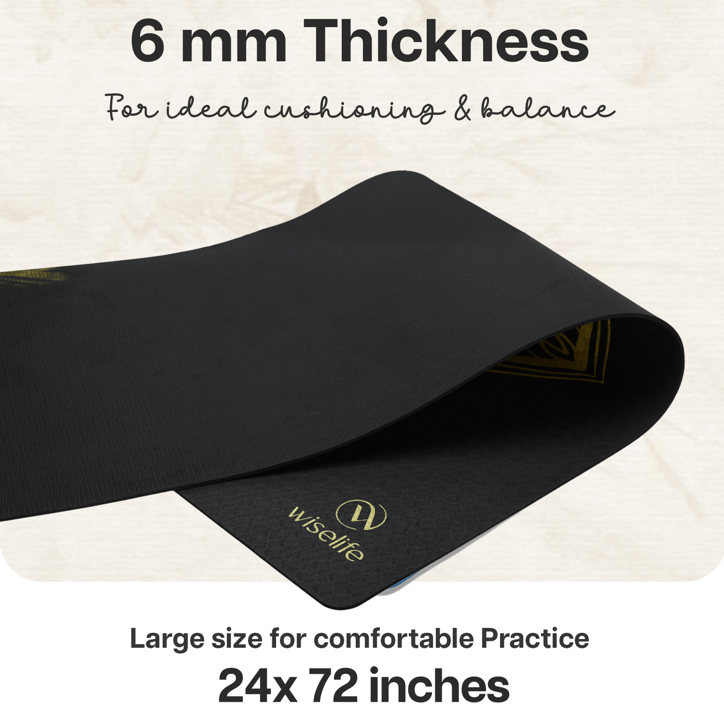 Purpose Printed Yoga Mat Black Metallic - 6mm