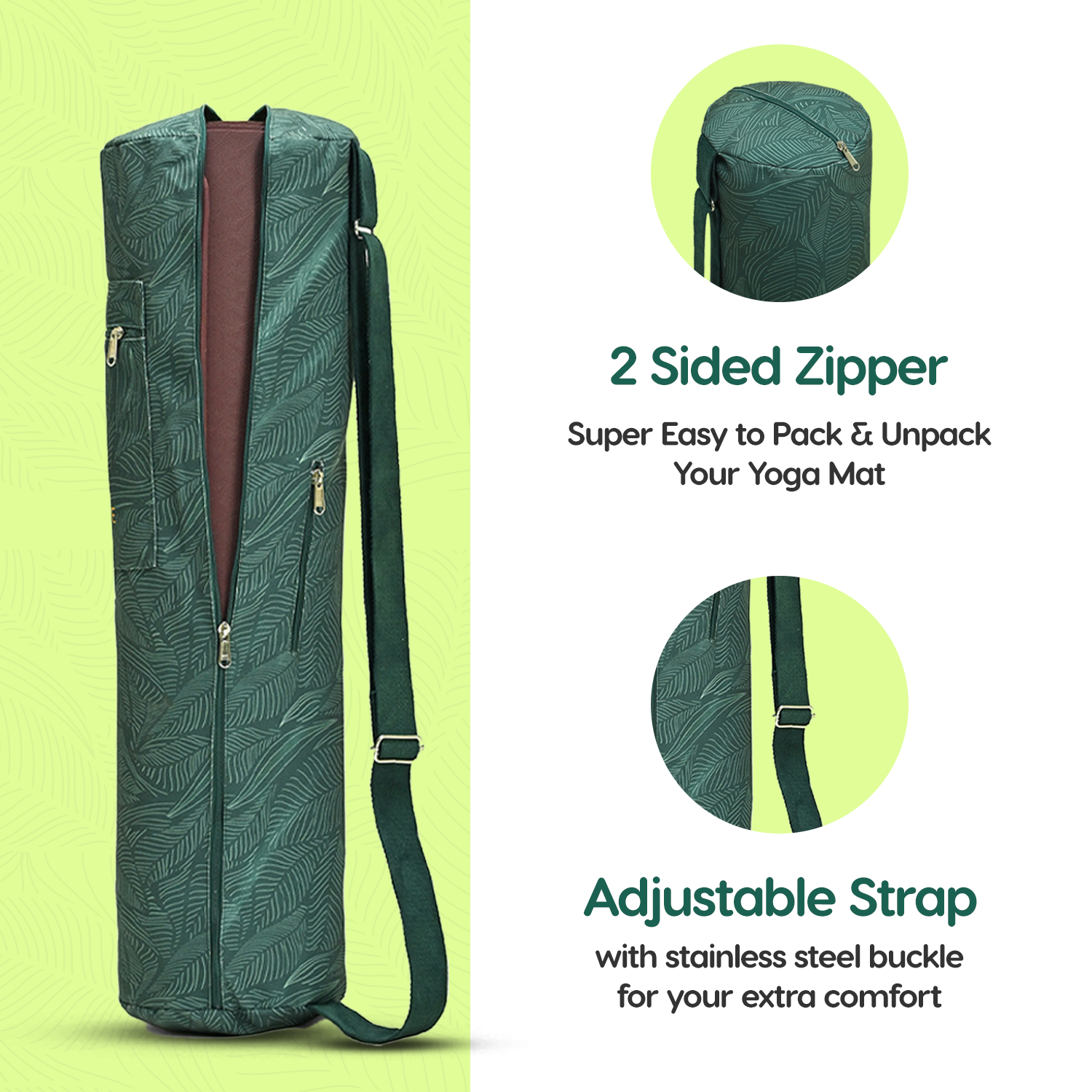 Yoga Mat Bag (Green Leaves)