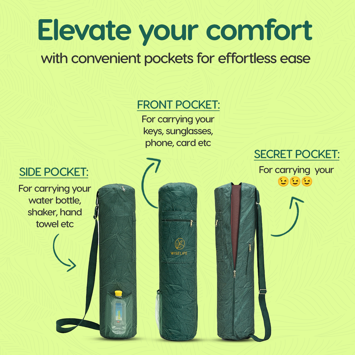 Yoga Mat Bag (Green Leaves)