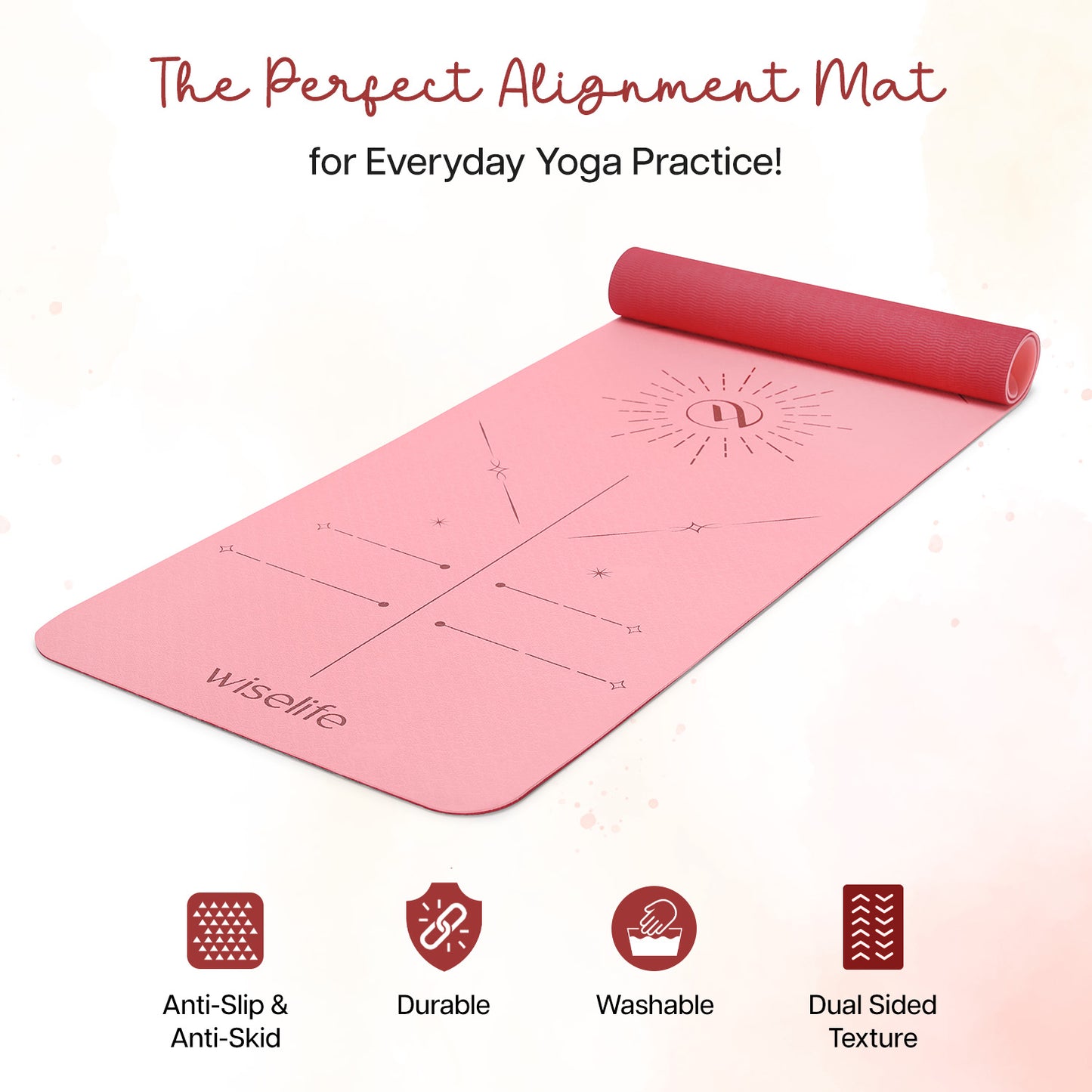 Dual Layer Alignment TPE Yoga Mat - 6mm