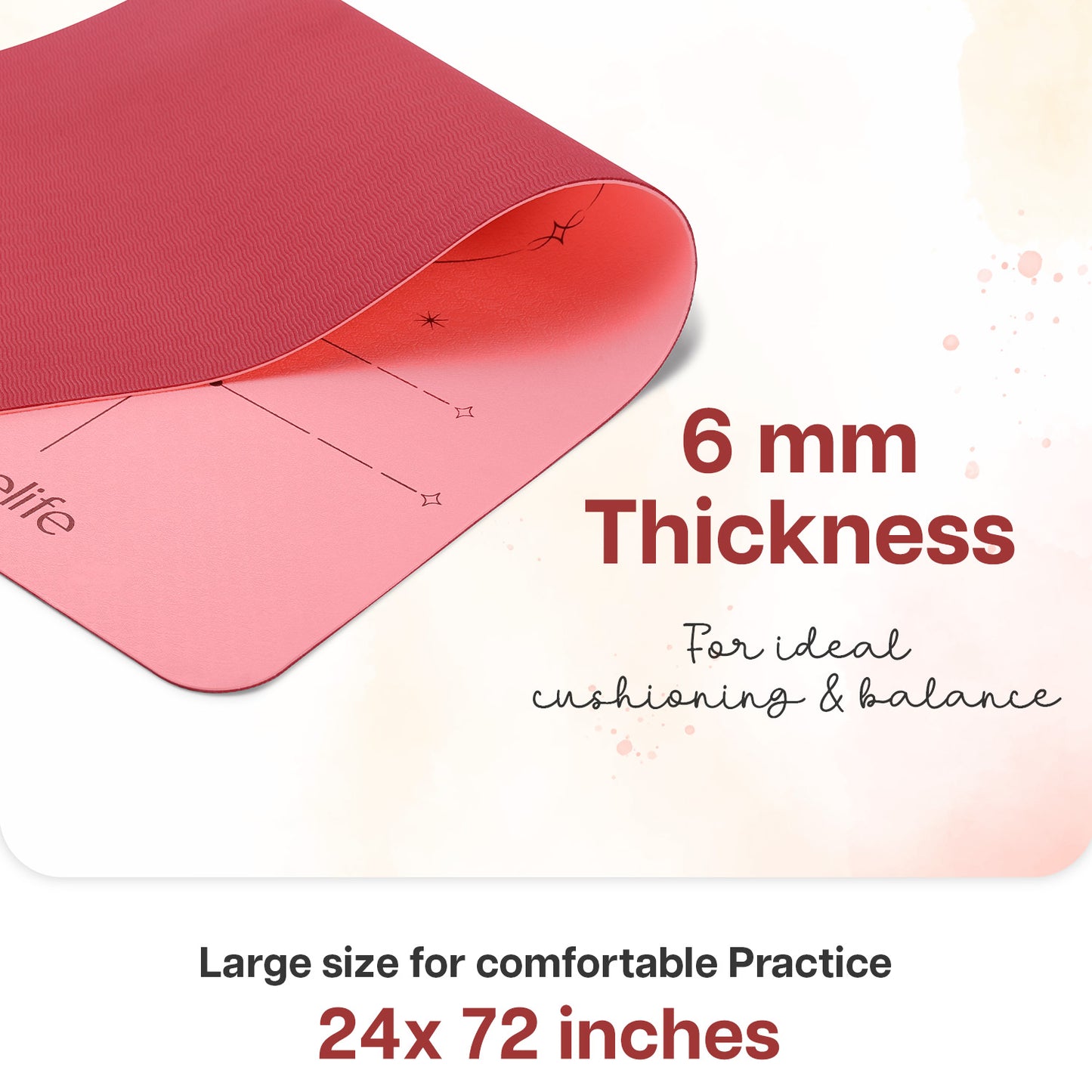 Dual Layer Alignment TPE Yoga Mat - 6mm