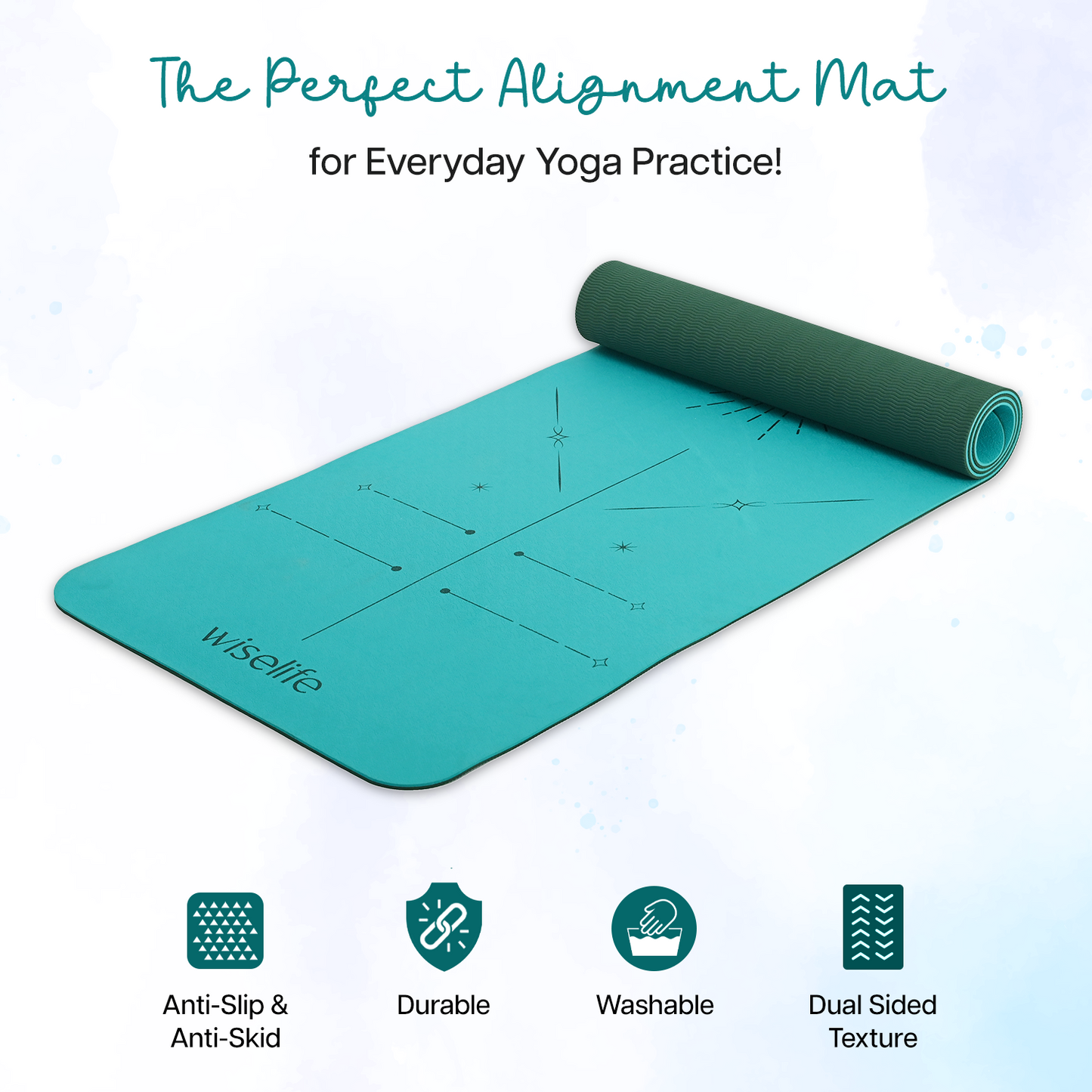 Dual Layer Alignment TPE Yoga Mat - 6mm