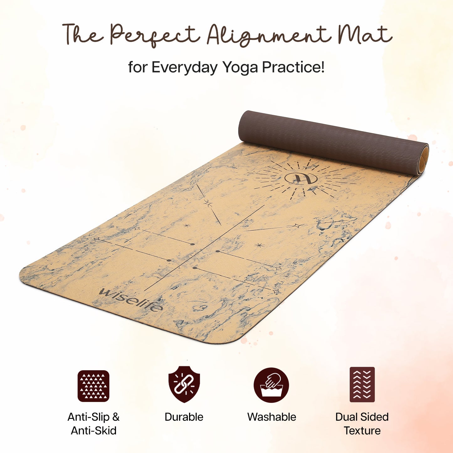 Dual Layer Alignment TPE Yoga Mat - 6mm