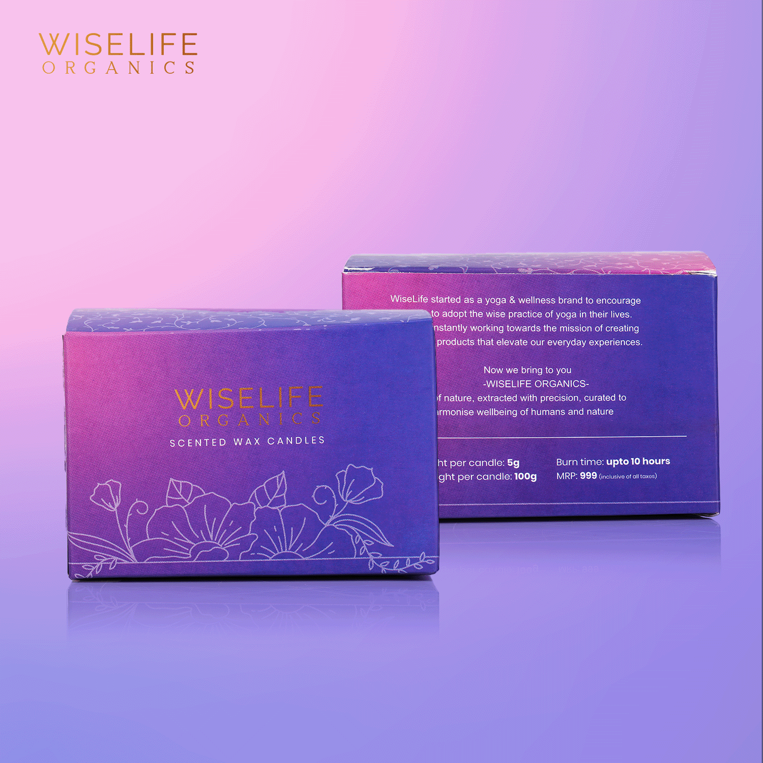 WiseLife Organics Scented Candle Gift Set of 4 candles (50g)