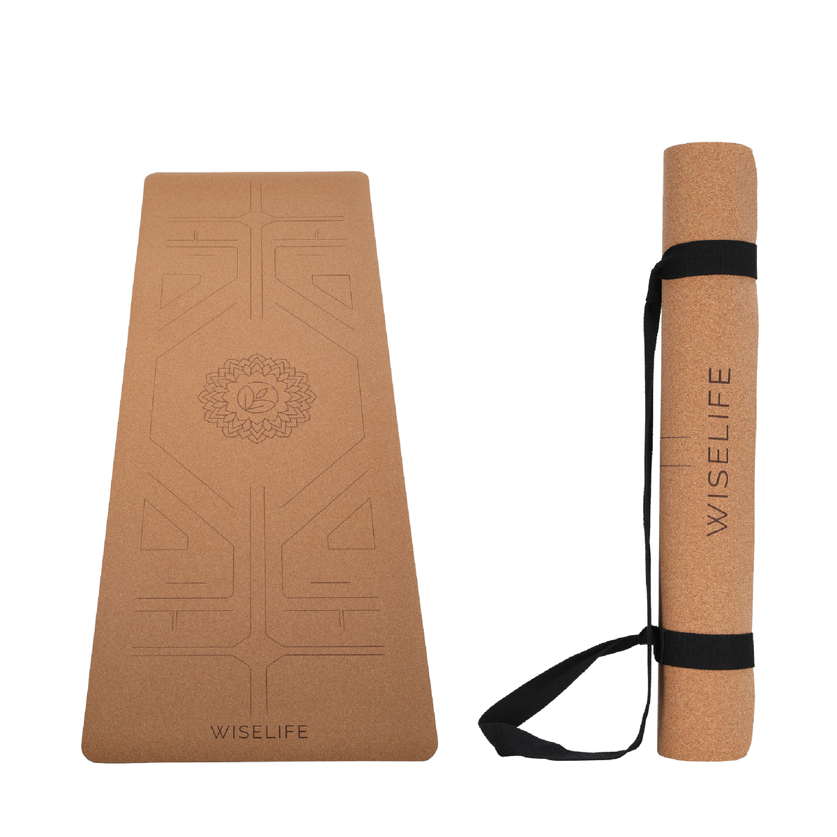 Alignment Pro Cork & Natural Rubber Yoga Mat + Carry Strap wiselife.in