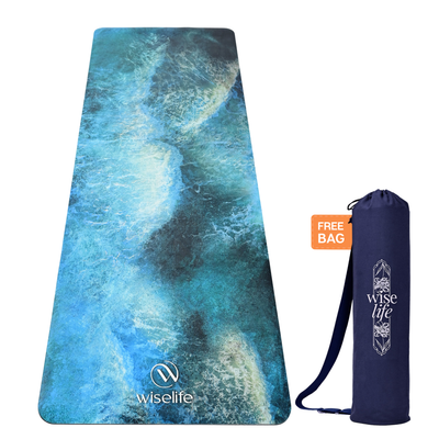PU Printed & Natural Rubber Yoga Mat - 6mm, Deep Ocean