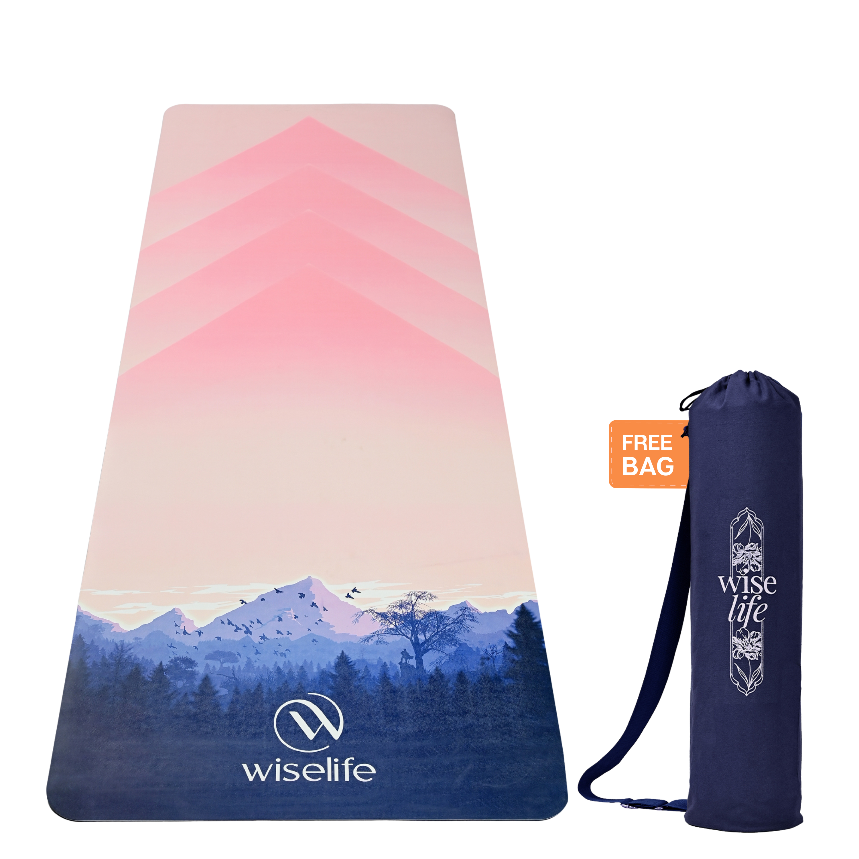 PU & Natural Rubber Yoga Mat - 6mm, Mountain Peace
