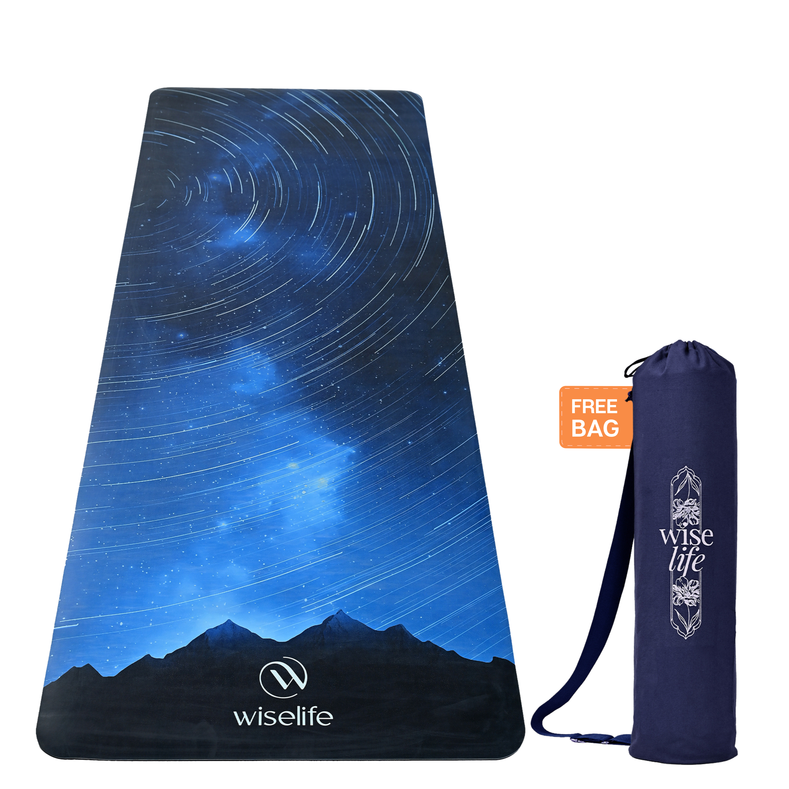 PU Printed & Natural Rubber Yoga Mat - 6mm, Night Sky