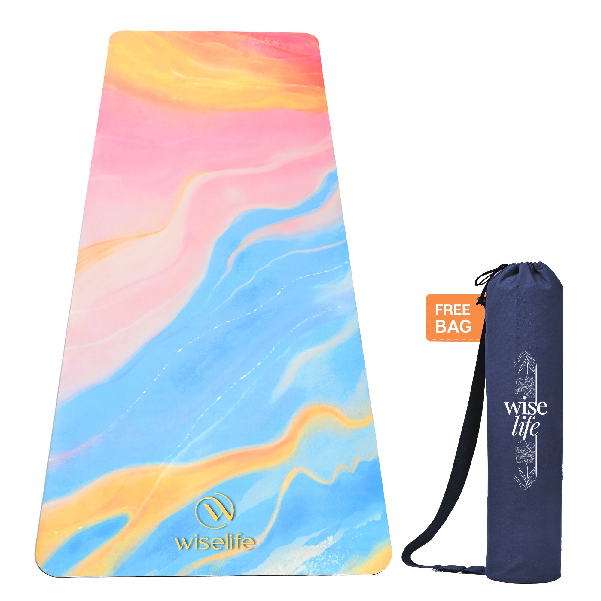 PU Printed & Natural Rubber Yoga Mat - 6mm, Abstract Marble