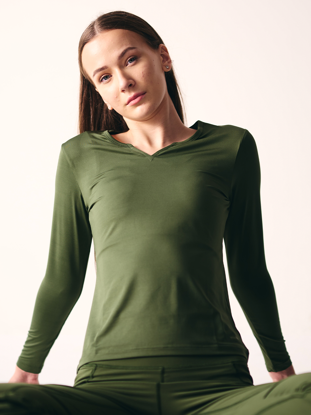 Wise Full Sleeve Yoga Top (Olive green)