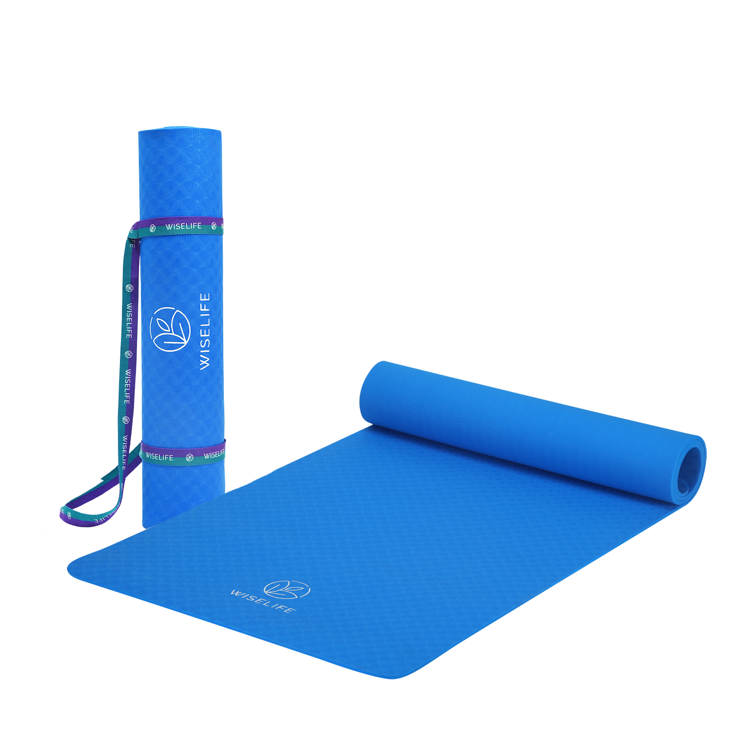 WiseLife Teal Yoga Block Set + Blue Yoga Belt