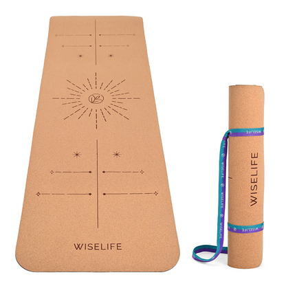 Ultimate Natural Cork & Rubber 8 Piece Yoga Set  Beginner to Pro,  Everything You Need, Eco-Friendly Natural Cork & Rubber Design Mat, 2 Cork  Blocks, Cork Yoga Wheel, Towel, Strap, More. –