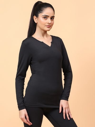 Wise Active Full Sleeves T-shirt (Black)