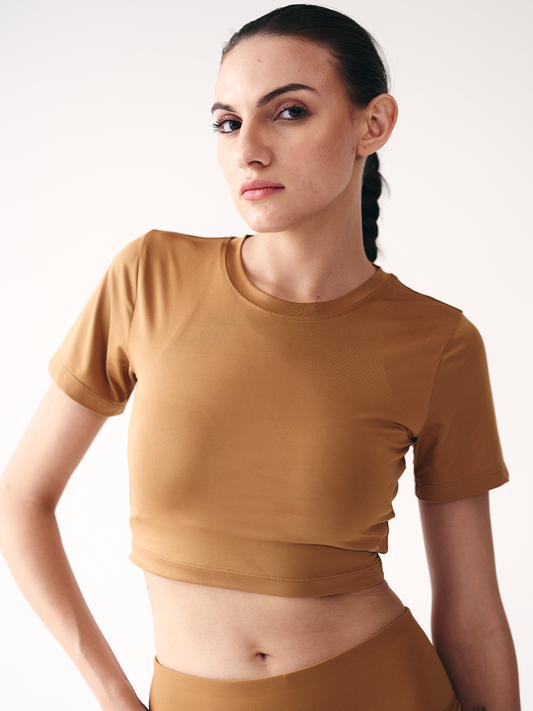 Wise Crop Yoga Top (Brown)