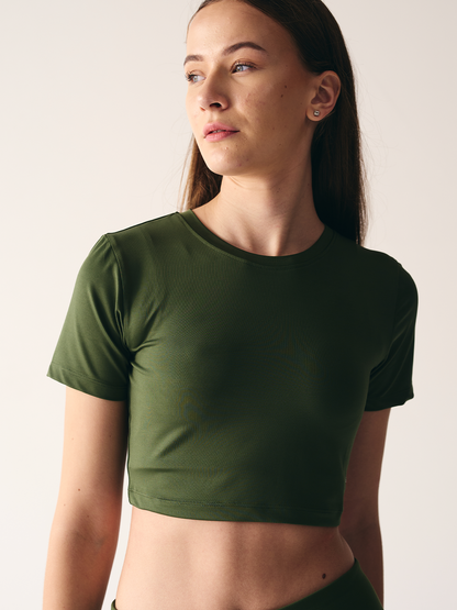 Wise Crop Yoga Top (Olive green)