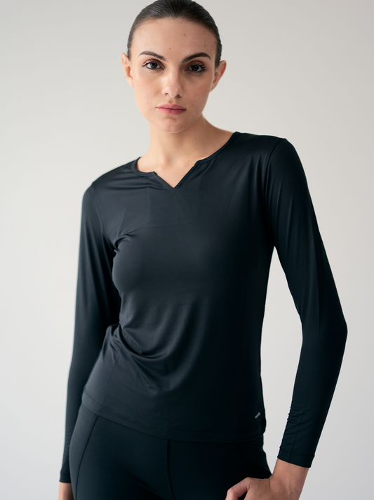 Wise Full Sleeve Yoga Top (Black)