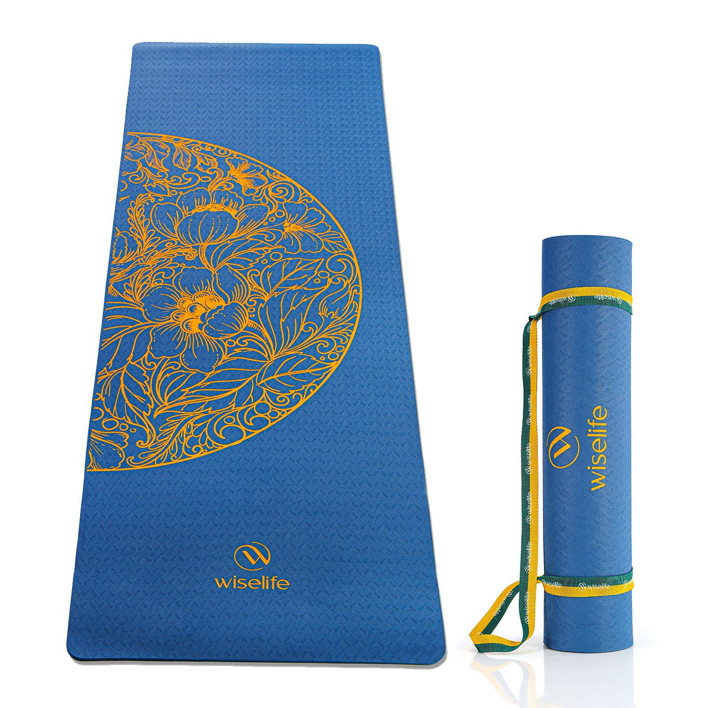 Purpose Printed Yoga Mat Ocean Gold Mandala Navy Blue - 6mm