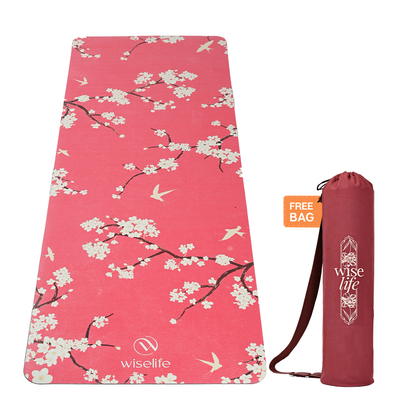 PU Printed & Natural Rubber Yoga Mat - 6mm, Cherry Blossom
