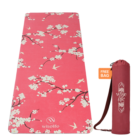 PU Printed & Natural Rubber Yoga Mat - 6mm, Cherry Blossom