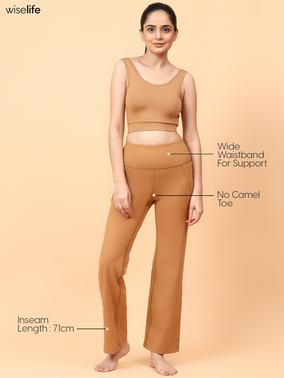 Wise Active Flare Pants (Brown)