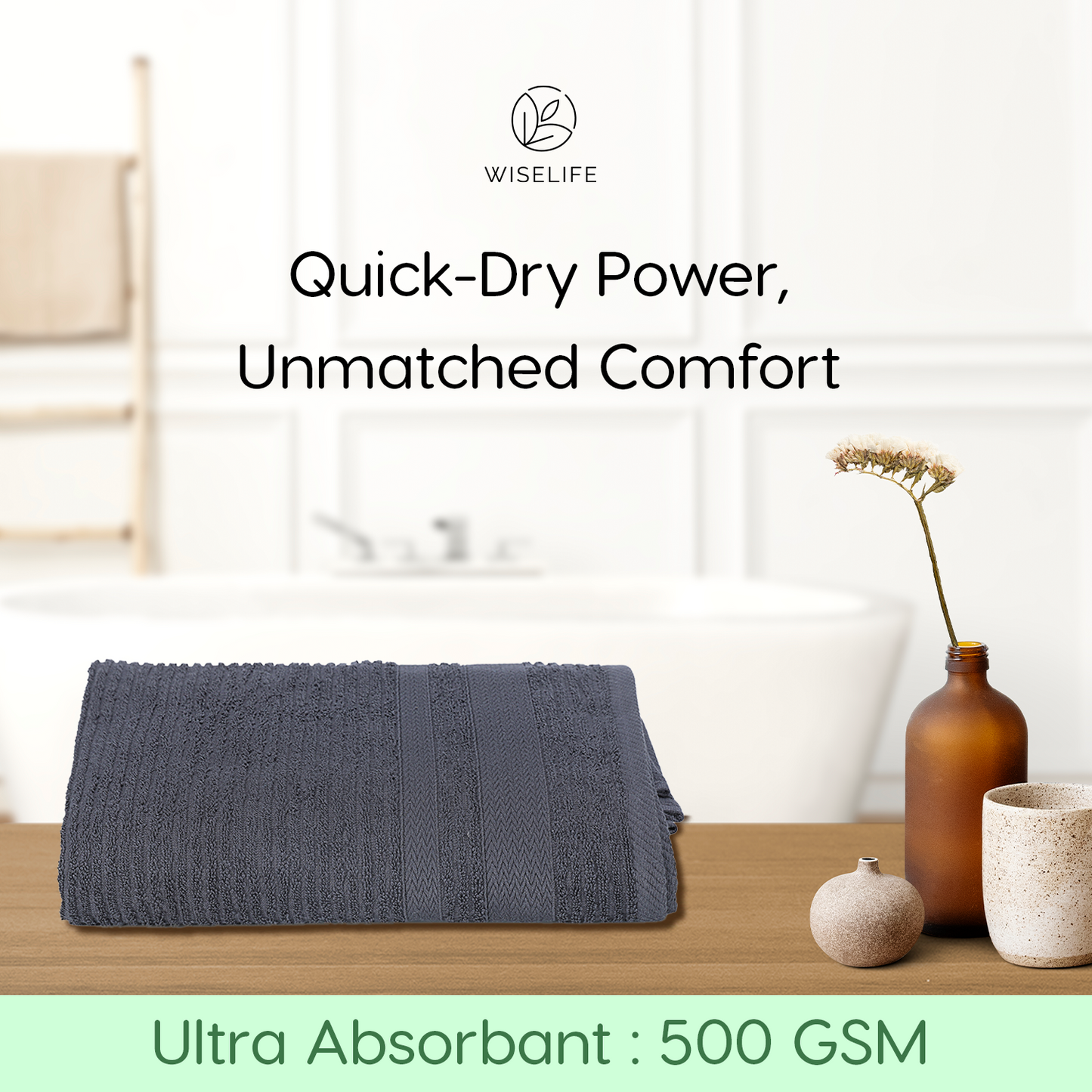 Bath Towel 500 GSM (Grey)
