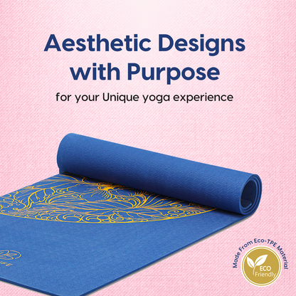 Purpose Printed Yoga Mat Ocean Gold Mandala - Navy Blue (6MM)