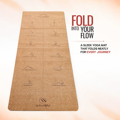 Foldable Cork & Natural Rubber Yoga Mat - 2MM