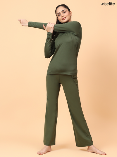 Wise Active Full Sleeves T-shirt (Olive green)
