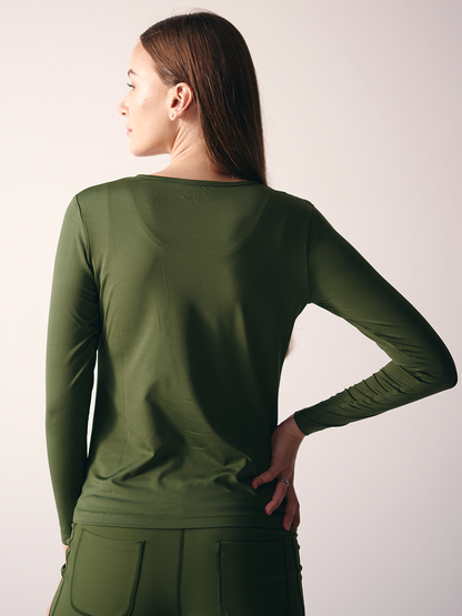 Wise Full Sleeve Yoga Top (Olive green)