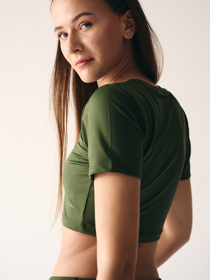 Wise Crop Yoga Top (Olive green)