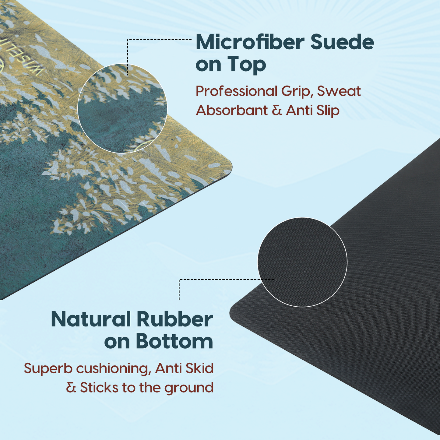 Microfiber & Natural Rubber 5MM Yoga Mat