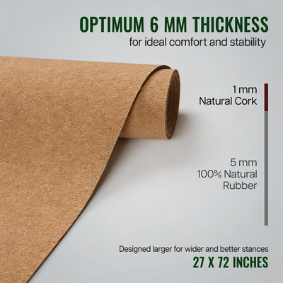 Arched Cork & Natural Rubber Yoga Mat  6MM