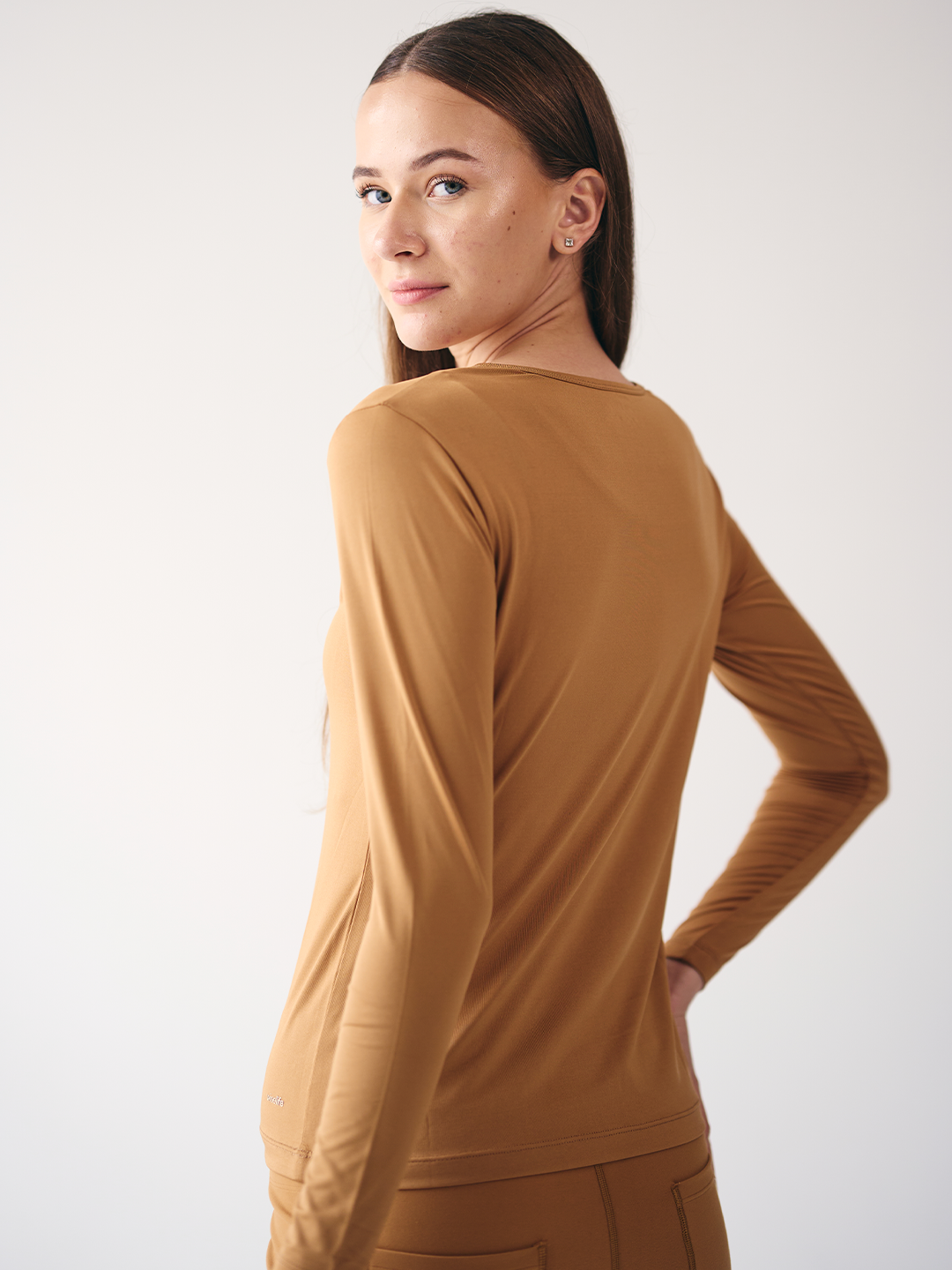 Wise Full Sleeve Yoga Top (Brown)