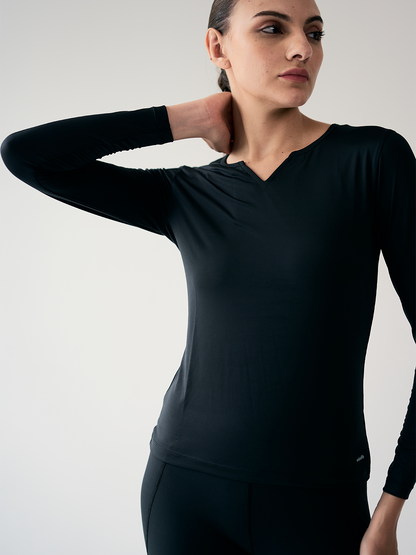 Wise Full Sleeve Yoga Top (Black)