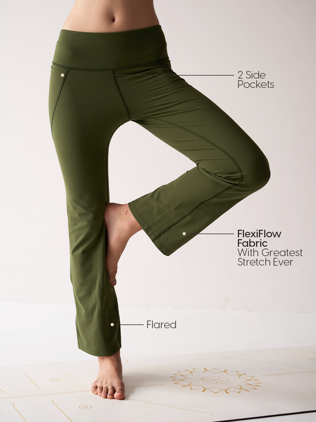 Wise Flare Yoga Legging ( Olive green)