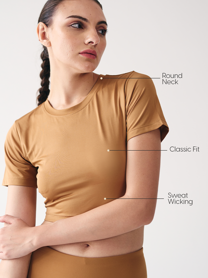 Wise Crop Yoga Top (Brown)