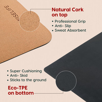Cork & TPE Alignment Yoga Mat - 4mm