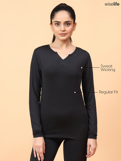 Wise Active Full Sleeves T-shirt (Black)