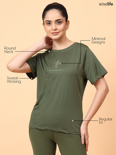 Purpose Printed Active T-shirt (Olive green)