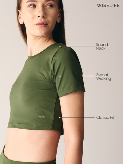 Wise Active Crop Top (Olive green)