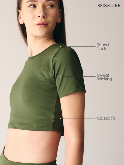 Wise Crop Yoga Top (Olive green)